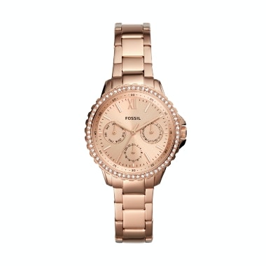 A women’s rose gold-tone stainless-steel watch