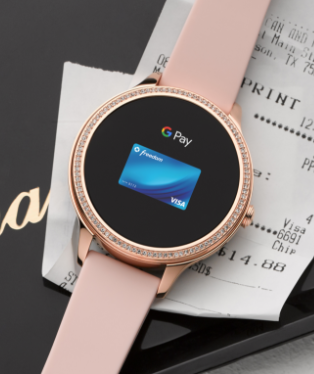A Gen 5 Smartwatch displaying Google Pay.