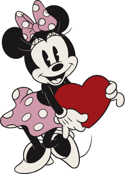 Minnie Mouse hands holding a red heart.