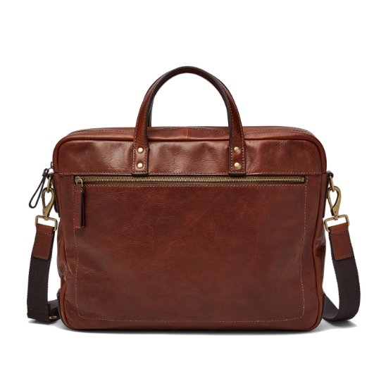 Men's brown leather work bag.