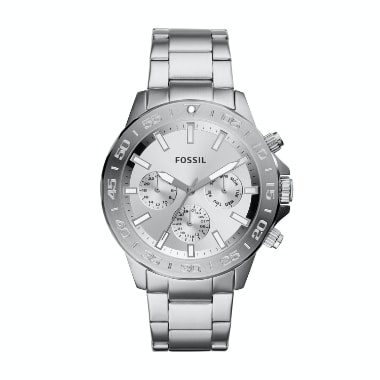 A men’s silver-tone stainless-steel watch