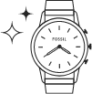 A watch graphic with stars.