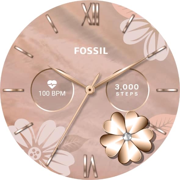A Fossil Floral watch face.