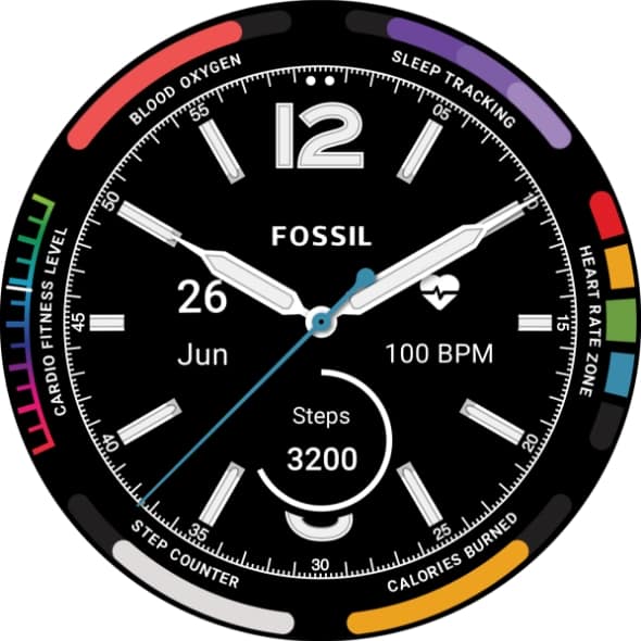 A Fossil Heritage Wellness watch face