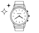 A watch graphic with stars.